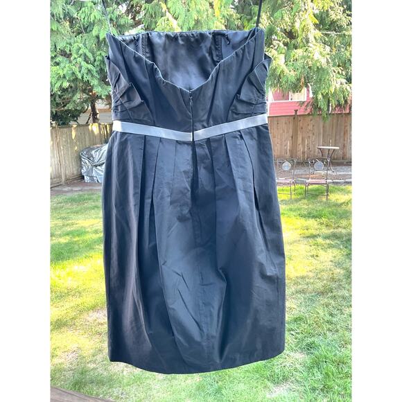 Moschino Cheap and Chic Strapless Mini Dress Black Size 8 Ruffle Bodice Pleated - Picture 4 of 6